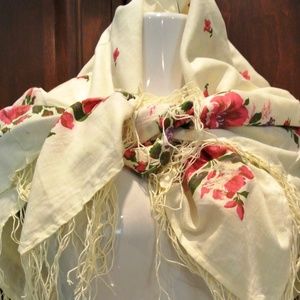 Shawl Peasant Style Flowers Size 36" x 36" SALE!